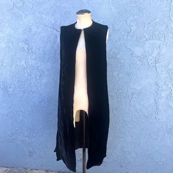 Vintage 1970s Mod Velvet Vest Long Tunic Size S/M - Picture 1 of 10